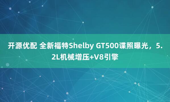 开源优配 全新福特Shelby GT500谍照曝光，5.2L机械增压+V8引擎
